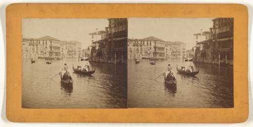 Canal, Venice, Italy; Italian; about 1865; Albumen silver print