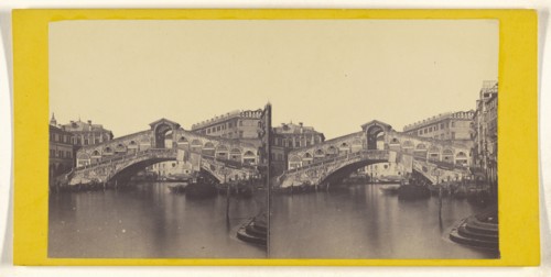 Ponte di Rialto; Italian; about 1865; Albumen silver print