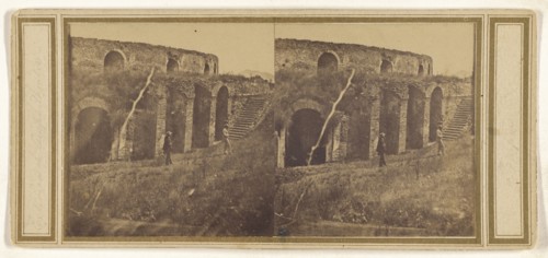 Exterior of Amphitheater, Pompei; Italian; about 1860; Albumen silver print