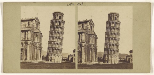 La tour penchee a Pisa; Italian; about 1865; Albumen silver print