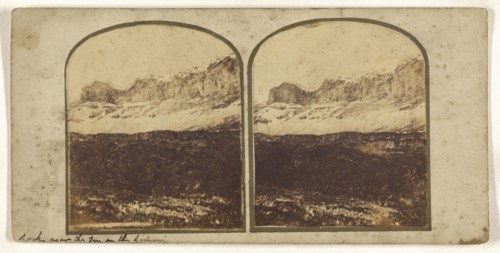 Rocks near the on the Gemmi; about 1865; Albumen silver print