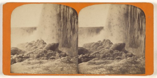 A View from the foot of Horse Shoe Fall, Canada; Canadian; about 1865; Albumen silver print
