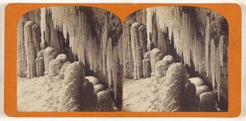 Winter view under Horse Shoe Fall, Canada side; Canadian; about 1865; Albumen silver print