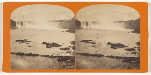Horseshoe Fall from the ferry, Canada side; Canadian; about 1870; Albumen silver print