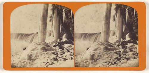 Horse Shoe fall from below, Winter; Canadian; about 1870; Albumen silver print