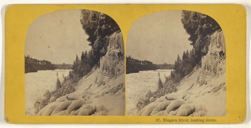Niagara River, looking down; Canadian; about 1870; Albumen silver print
