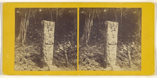 Monolith, Ruins of Copan, Central America. No Altar-stone. Front facing West, and North side; about 1870; Albumen silver print