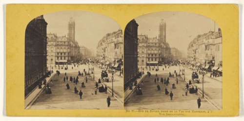 Rue de Rivoli, Prise de la Caserne Napoleon, a Paris. Vue Instantanee; French; about 1865; Albumen silver print