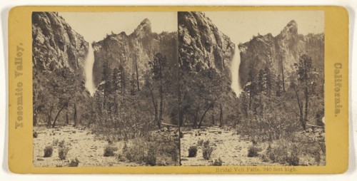 Bridal Veil Falls, 940 feet high; American; about 1870; Albumen silver print