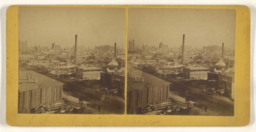 E. From Randolph St. Bridge, Massachusetts?; American; about 1865; Albumen silver print