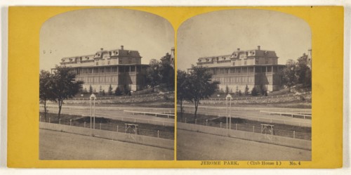 Jerome Park, Club House 1, No. 4 New York; American; about 1865; Albumen silver print
