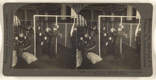 U.S. Inspectors Examining Eyes of Immigrants, Ellis Island, New York Harbor; Underwood & Underwood, American, 1881 - 1940s