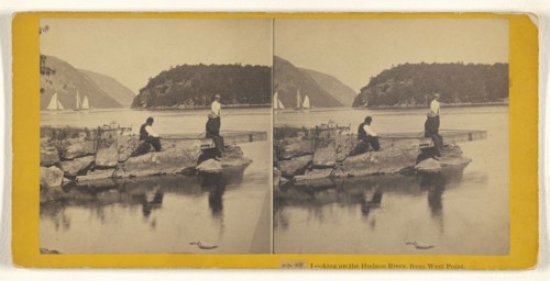 Looking up the Hudson River, from West Point; John P. Soule, American, 1827 - 1904, about 1870; Albumen silver print