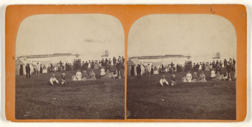 Scene at Marblehead Beach, Lowell, Mass; Simon Towle, American, active Lowell, Massachusetts 1855 - 1893, about 1870; Albumen