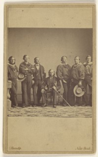 Group of seven soldiers, one being seated; Mathew B. Brady, American, about 1823 - 1896, about 1862; Albumen silver print