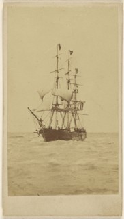 frigate at sea; Warnod & Caccia; about 1862; Albumen silver print