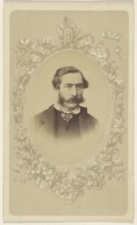Man with moustache and muttonchops, in quasi-oval style; Schwarzschild & Co; 1860s; Albumen silver print
