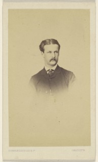 Man with moustache, in vignette style; Schwarzschild & Co; 1860s; Albumen silver print