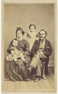 Family portrait: mother, father and two children; B.F. Green, American, active Beloit, Wisconsin 1860s, 1870s; Albumen silver