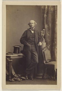 man standing, top hat on table; Camille Silvy, French, 1834 - 1910, 1860s; Albumen silver print