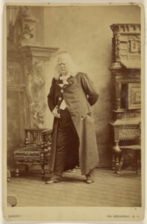 Actor in long white wig with white bushy eyebrows, standing; Napoleon Sarony, American, born Canada, 1821 - 1896, about 1885