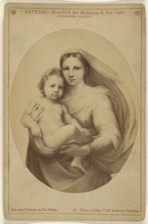 Raphael: Brustbild der Madonna di San Sisto. Dresdener Galerie; F. & O. Brockmann, German, 1854 - 1870, about 1870; Albumen