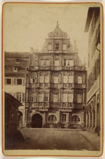 View of a building with the name Ritter, Heidelberg, Germany; Eduard Lange, German, active 1880s, about 1875; Albumen silver