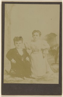 Portrait of a male and female dwarf; about 1885; Gelatin silver print