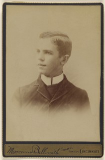 Portrait of a young man with high white collar shirt; Marceau & Bellsmith; 1880s; Albumen silver print