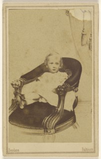 Copy of a painting of a little girl seated in an armchair; Bendann Brothers, American, active 1850s - 1873, about 1869; Albumen