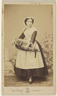 Victoria, francaise  woman holding a hurdy-gurdy; Leon Crémière & Cie; about 1868; Albumen silver print