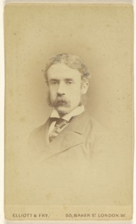 man in bushy moustache, in vignette-style; Elliott & Fry; 1877; Albumen silver print