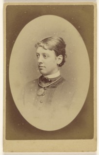 woman in 3,4 profile, in quasi-oval style; R.F. Barnes, British, about 1823 - 1898, December 23, 1877; Albumen silver print