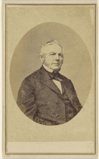elderly man, in quasi-oval style; American; 1860s; Albumen silver print
