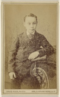 well-dressed young boy; David Rees, British, active London, England 1860s, about 1875; Albumen silver print