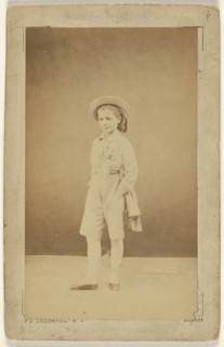boy wearing a hat, standing; Delbarre et Cie; about 1868; Albumen silver print