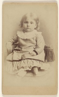 Aunt Nelle Cushera, Robbins, little girl, seated; Bishop & Company; about 1865; Albumen silver print