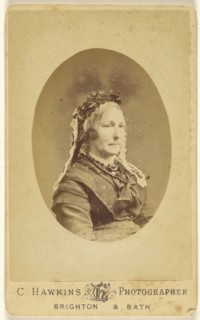 elderly woman, in oval format; C. Hawkins, British, active Brighton, England 1860s - 1870s, about 1865; Albumen silver print
