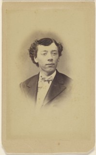 young man wearing a bowtie, printed in vignette-style; Peter S. Weaver, American, active Hanover, Pennsylvania 1860s - 1910s
