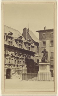 Grenoble. with a view of a statue of A. Bayard; A. Michaud, Swiss, active Grenoble, France 1860s, 1865 - 1870; Albumen silver