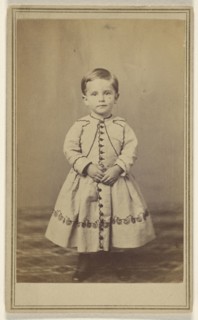 Dinkenspiel Boy boy with short hair, wearing a dress-like garment, standing; William J. Shew, American, 1820 - 1903, 1870