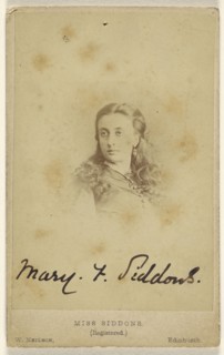 Miss Mary F. Siddons; W. Neilson, Scottish, active Edinburgh, Scotland 1860s - 1870s, 1862 - 1865; Albumen silver print