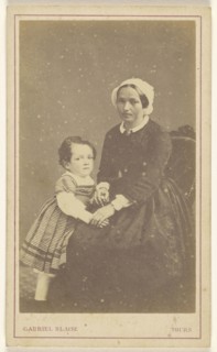 woman seated, with a little girl standing next to her; Gabriel Blaise, French, active Tours, France 1860s - 1870s, 1865 - 1870
