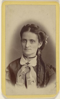 woman with two long curls, printed in vignette-style; E.J. Potter, American, active 1870s - 1890s, 1870 - 1875; Albumen silver