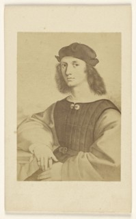 Copy of an  ca. 15th - 16th century painting of a man with long hair seated; Fratelli Alinari, Italian, founded 1852, 1865
