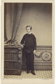 young boy, standing; Maull & Polyblank, British, active 1850s - 1860s, about 1865; Albumen silver print