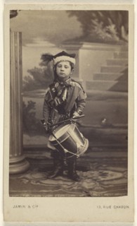Little boy in uniform; Jamin & Cie, French, active about 1870s, Paris, France, Europe; 1870s; Albumen silver print