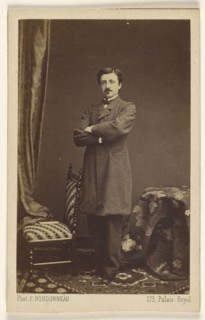 man with moustache, standing with arms crossed; émile Bondonneau, French, active about 1870, 1865 - 1870; Albumen silver print