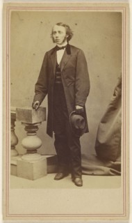 man with long sideburns, standing, holding his hat in his left hand; George Kendall Warren, American, 1834 - 1884, 1862 - 1870
