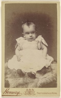 Bernard - aged 1 year. Taken - June 87; Hemery & Company, British, June 1887; Albumen silver print